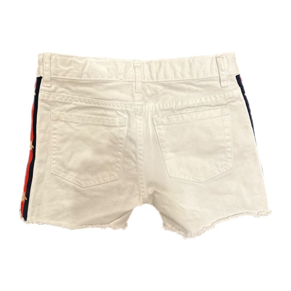 Kid’s White Denim Shorts W/ Side Bee Ribbon - Picture 6 of 8